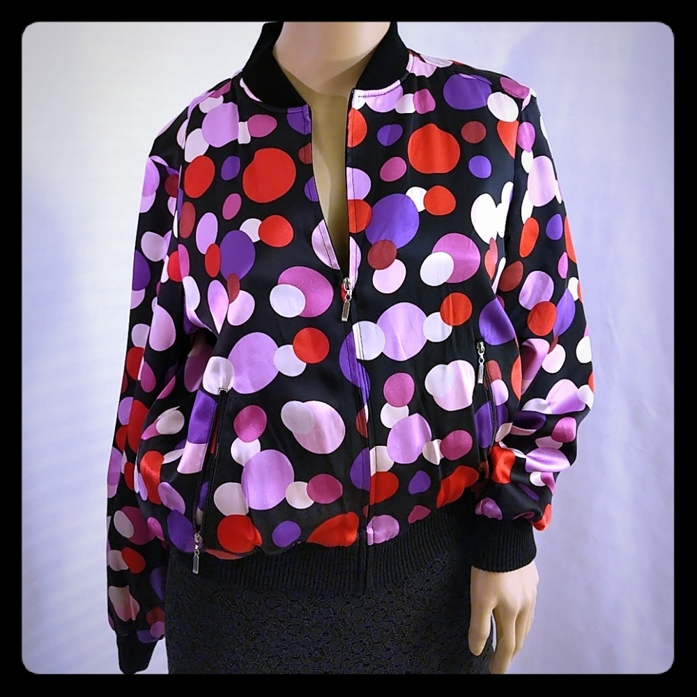 S.L.B. Silk polka dot light bomber jacket PS S